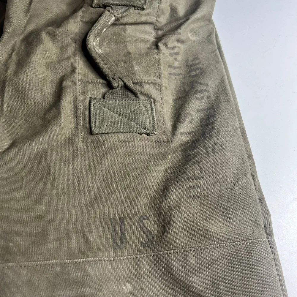 Vintage US Military Canvas Duffel Bag Olive Drab Green Top Load Sea Bag 36 Inch